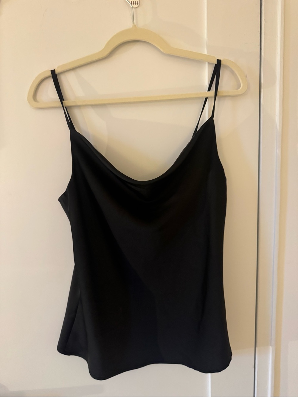 Black Satin Cowl Neck Camisole Top - Women